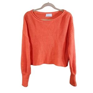 Urban Outfitters Paxton Shrunken Wide-Neck Boxy Sweater in Orange Women's S